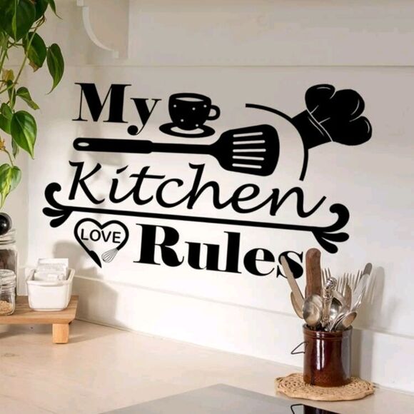 "My Kitchen/Rules" Removable Wall Sticker Decals - Picture 7 of 7